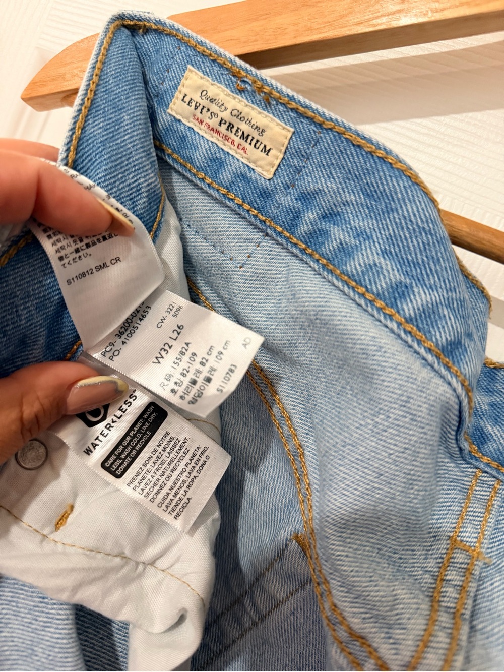 Levi's Light Blue Distressed Straight Leg Jeans - Picture 8 of 8